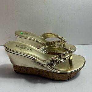 Guess Gold Wedge Mules – Style WGGENIFER, Size 6M